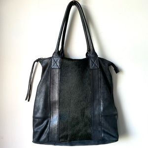 Allsaints Kubrick Tote Forest Metallic Green Real Leather Calf Fur All Saints